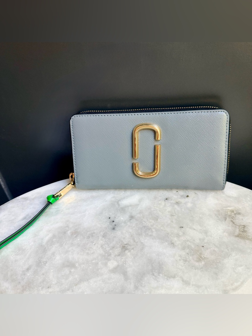 NWT Marc Jacobs The Snapshot J-Marc Zip Around Wallet Saffiano Colorblock 💙🩶💚
